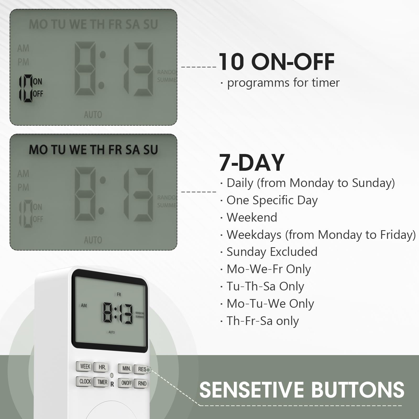 Plug in Digital Oulet Timer Switch 7 Day / 24 Hour Weekly Daily